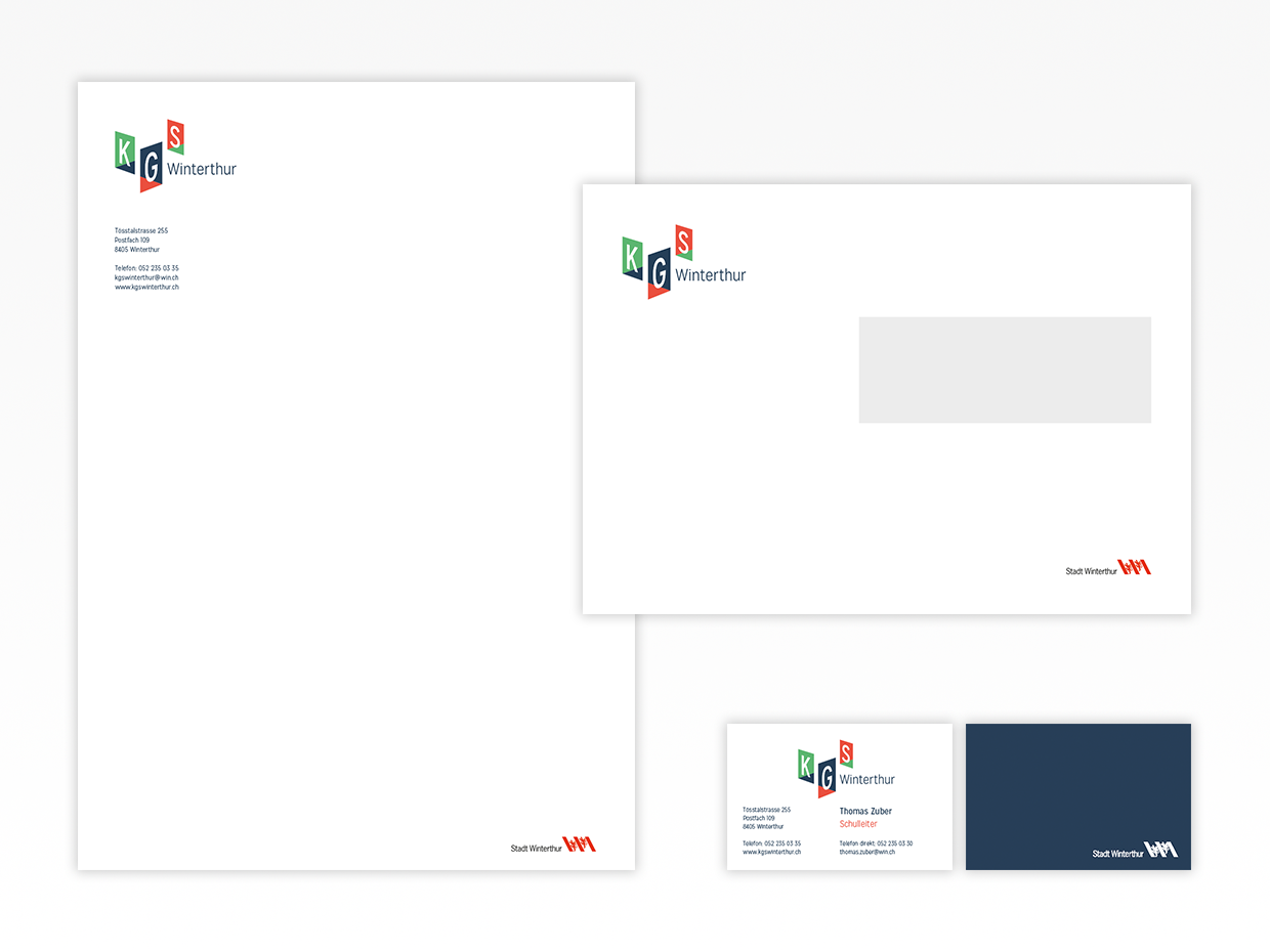 Briefpapier, Kuvert, Visitenkarte KGS Winterthur
