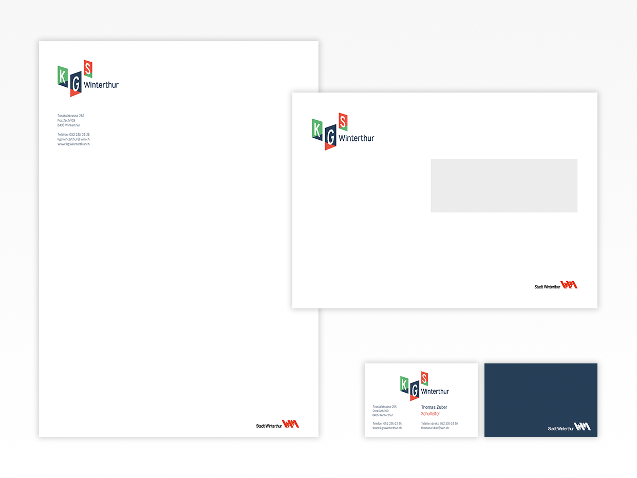 Letterhead, business cards, envelopes, KGS Winterthur